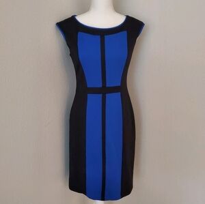 Betsy Johnson Women's Fitted Cap Sleeve Dress - Blue/Black color block Size 4
